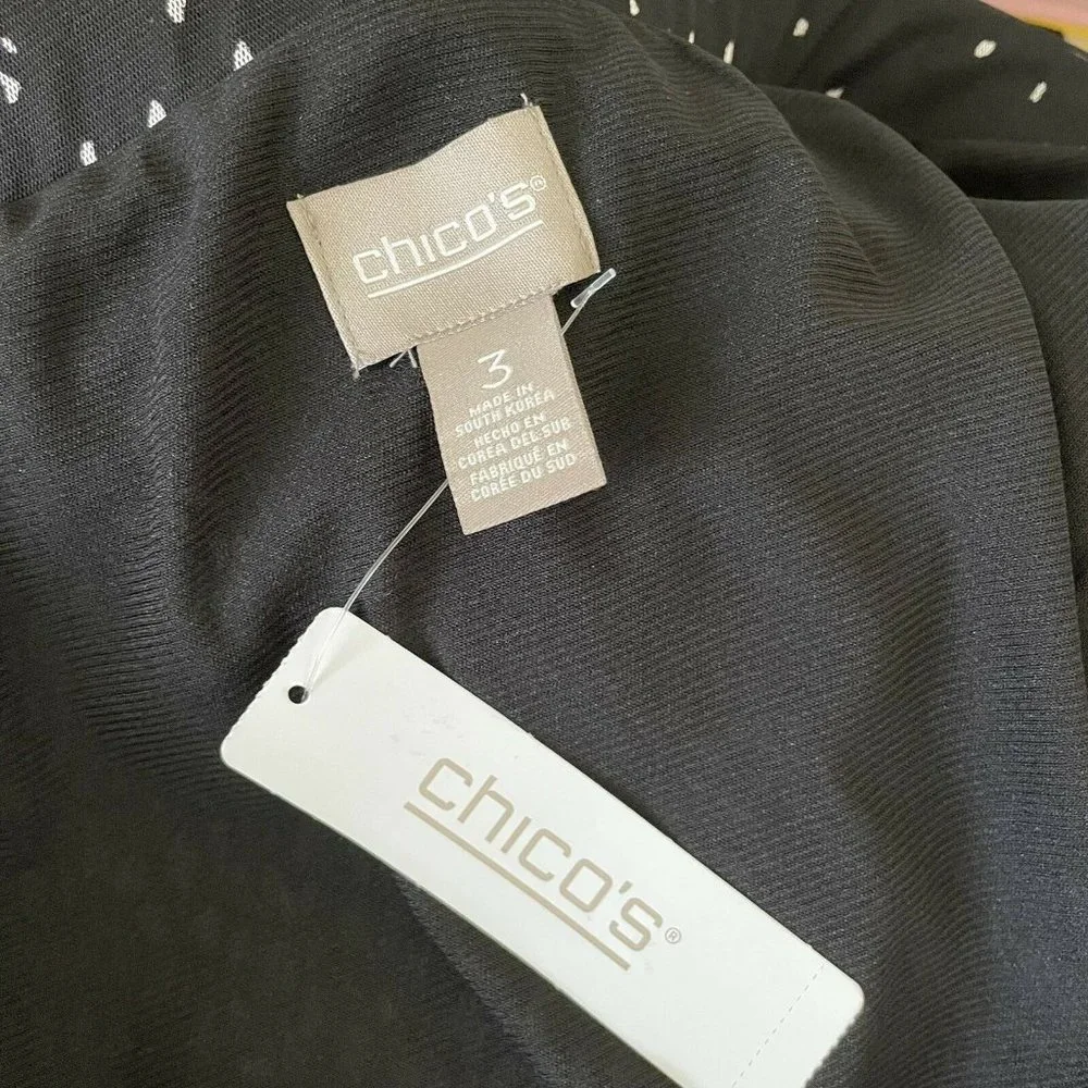 Chico's Womens Cosmic Universe Caren Mesh Skirt Size 3 XL Black White NEW - Picture 4 of 5